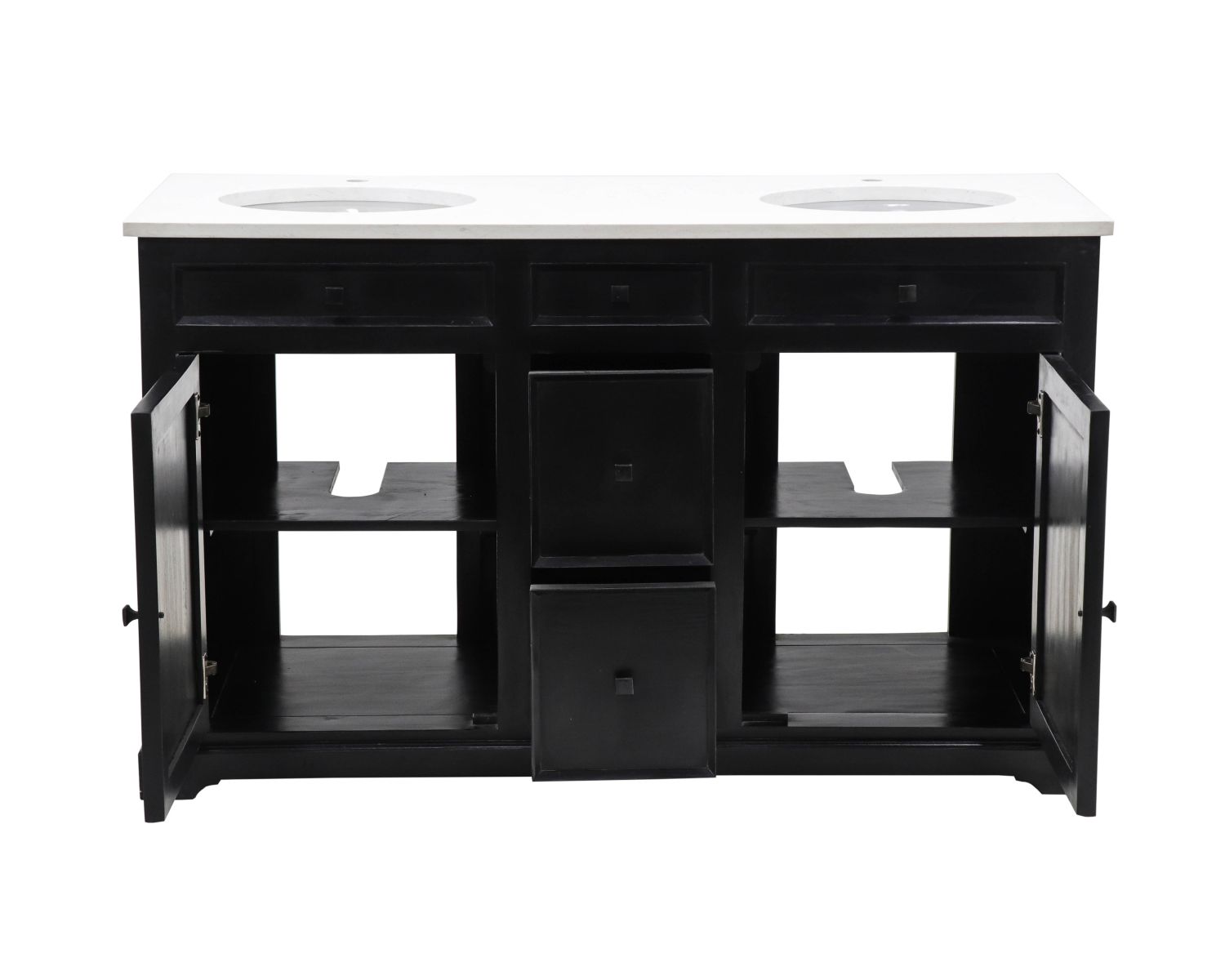 Mobile da bagno "Elegance" nero con piano in quarzo bianco