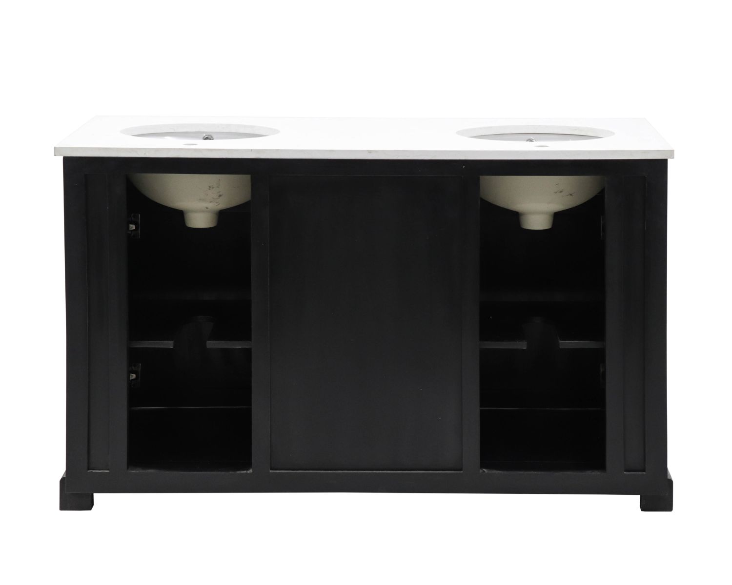 Mobile da bagno "Elegance" nero con piano in quarzo bianco