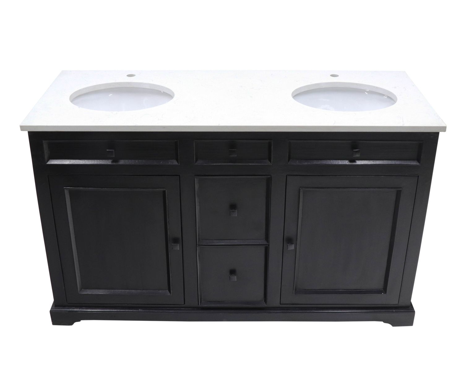 Mobile da bagno "Elegance" nero con piano in quarzo bianco