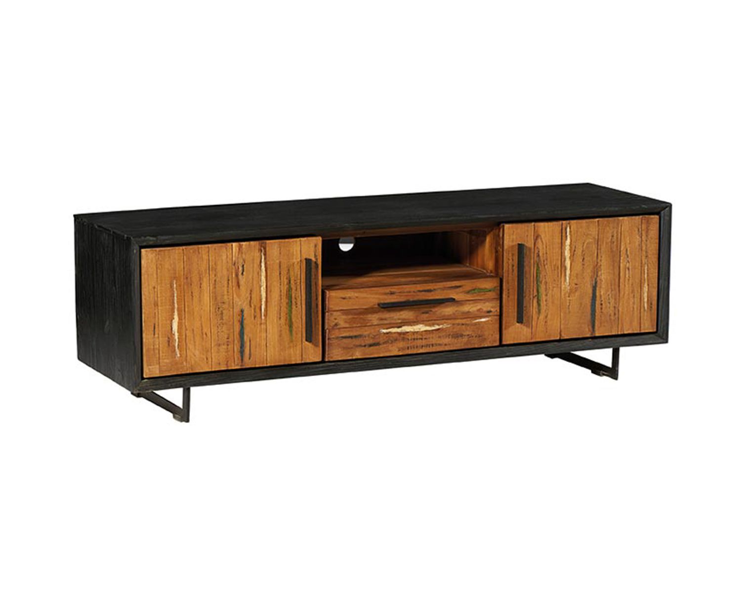 Porta TV "Ilowa" in legno di teak riciclato e metallo