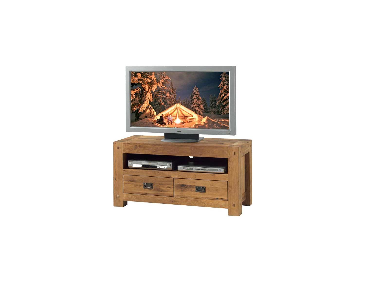 Mobile TV "Lodge Casita" 1 nicchia 2 cassetti in rovere oliato 120 cm