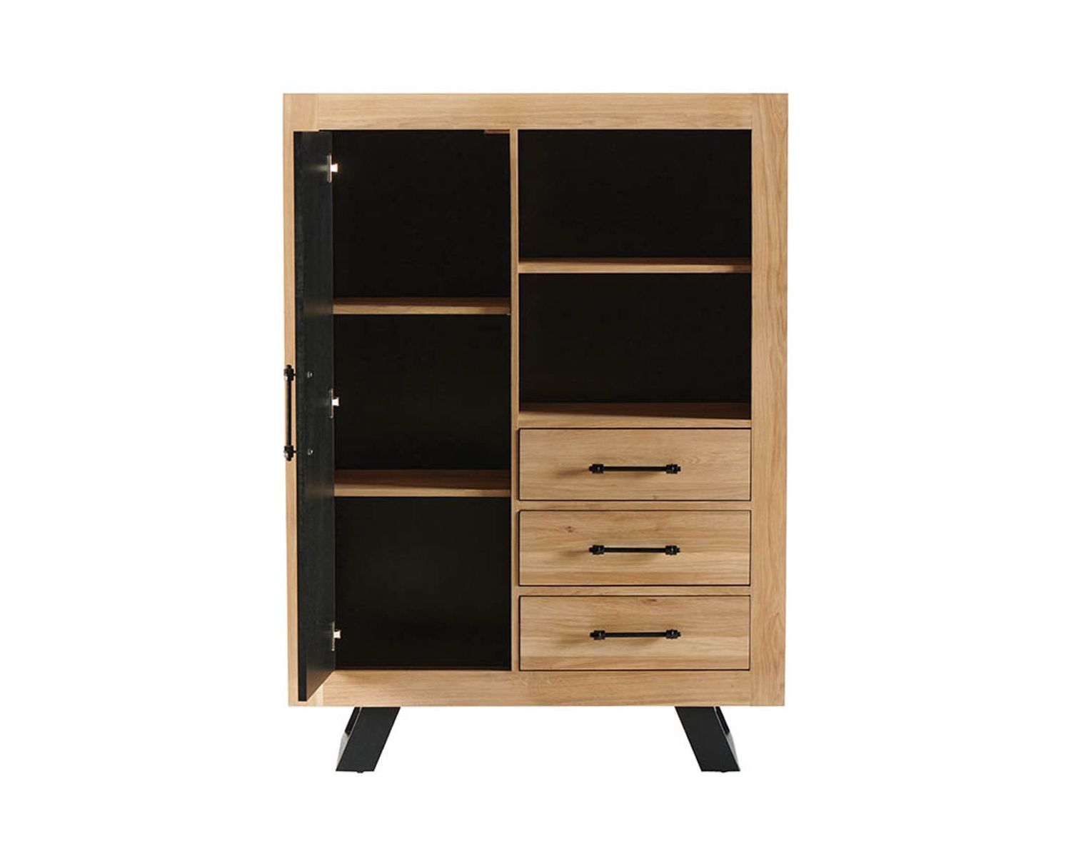 Mobile contenitore "Davos" in rovere massiccio bicolore in stile industriale