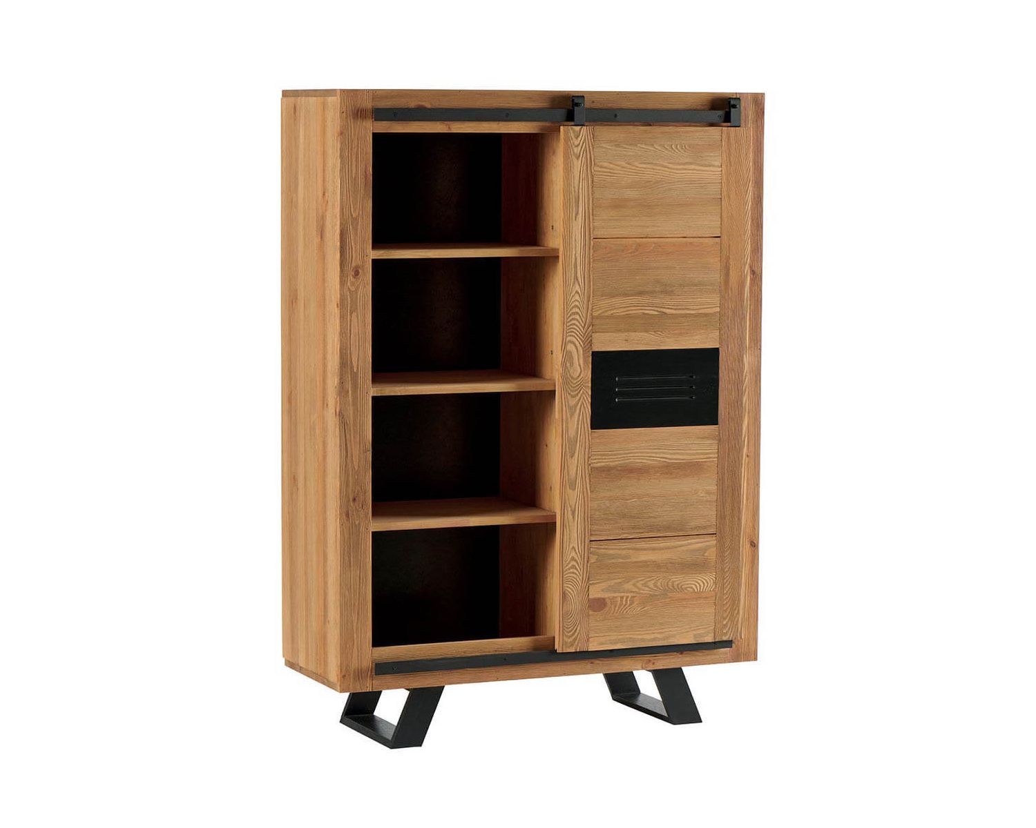 Armadio per porcellane industriale in legno massiccio "Cardiff" con molteplici scomparti per riporre gli oggetti