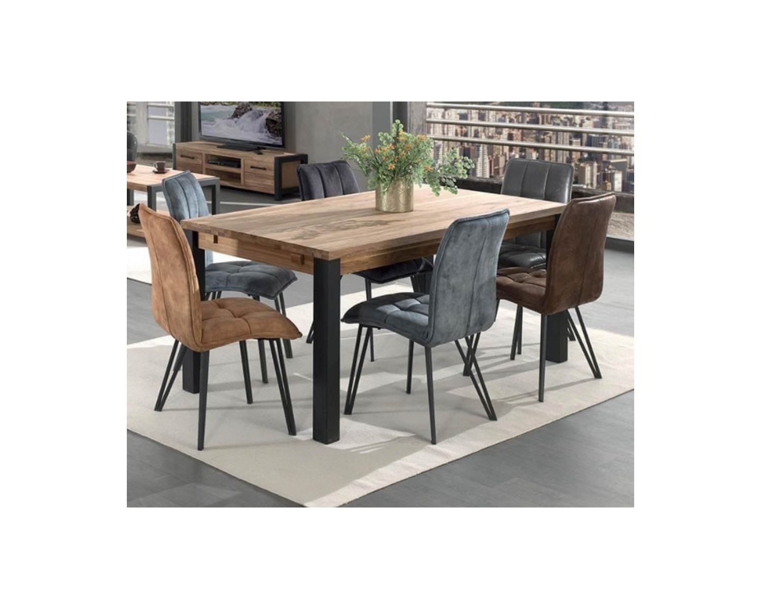 Tavolo da pranzo moderno allungabile "Catania" in rovere e metallo 150 cm