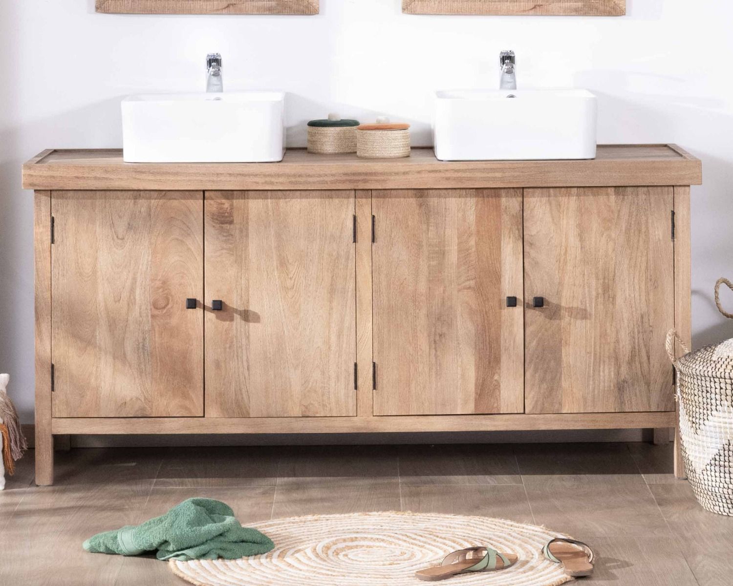 Mobile doppio in mango massiccio levigato 165 cm "Maestro