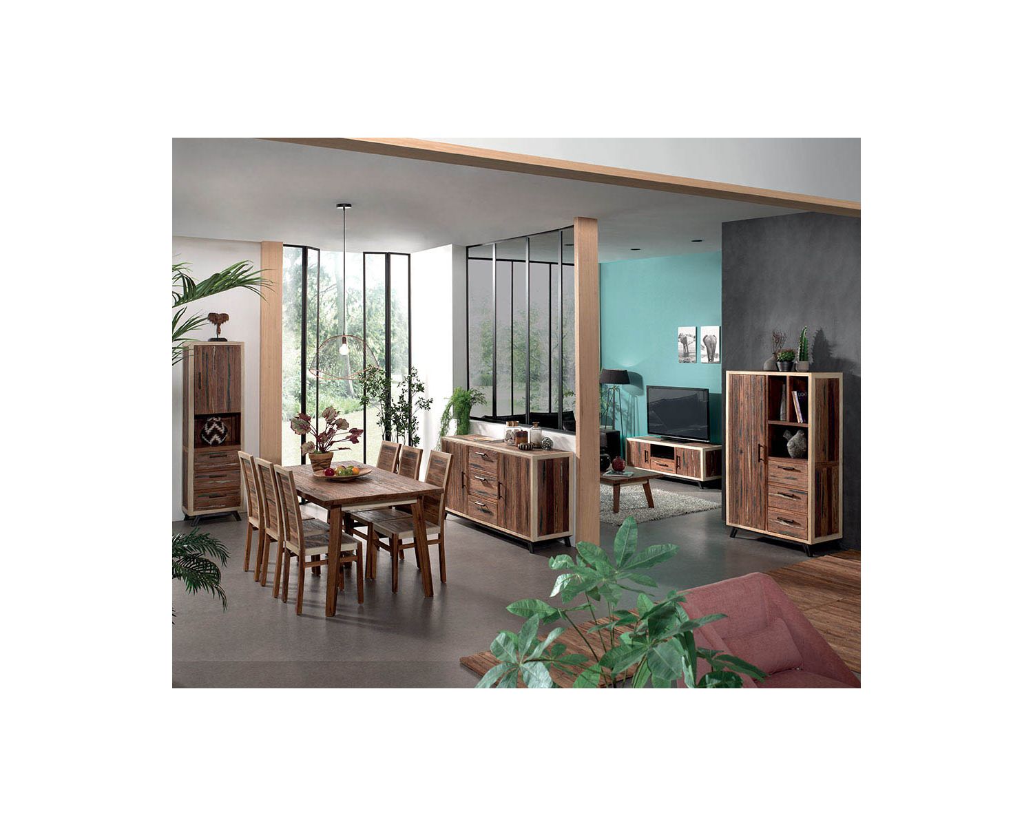 Sedia "Sunboat" in legno di barca esotico riciclato e tinto