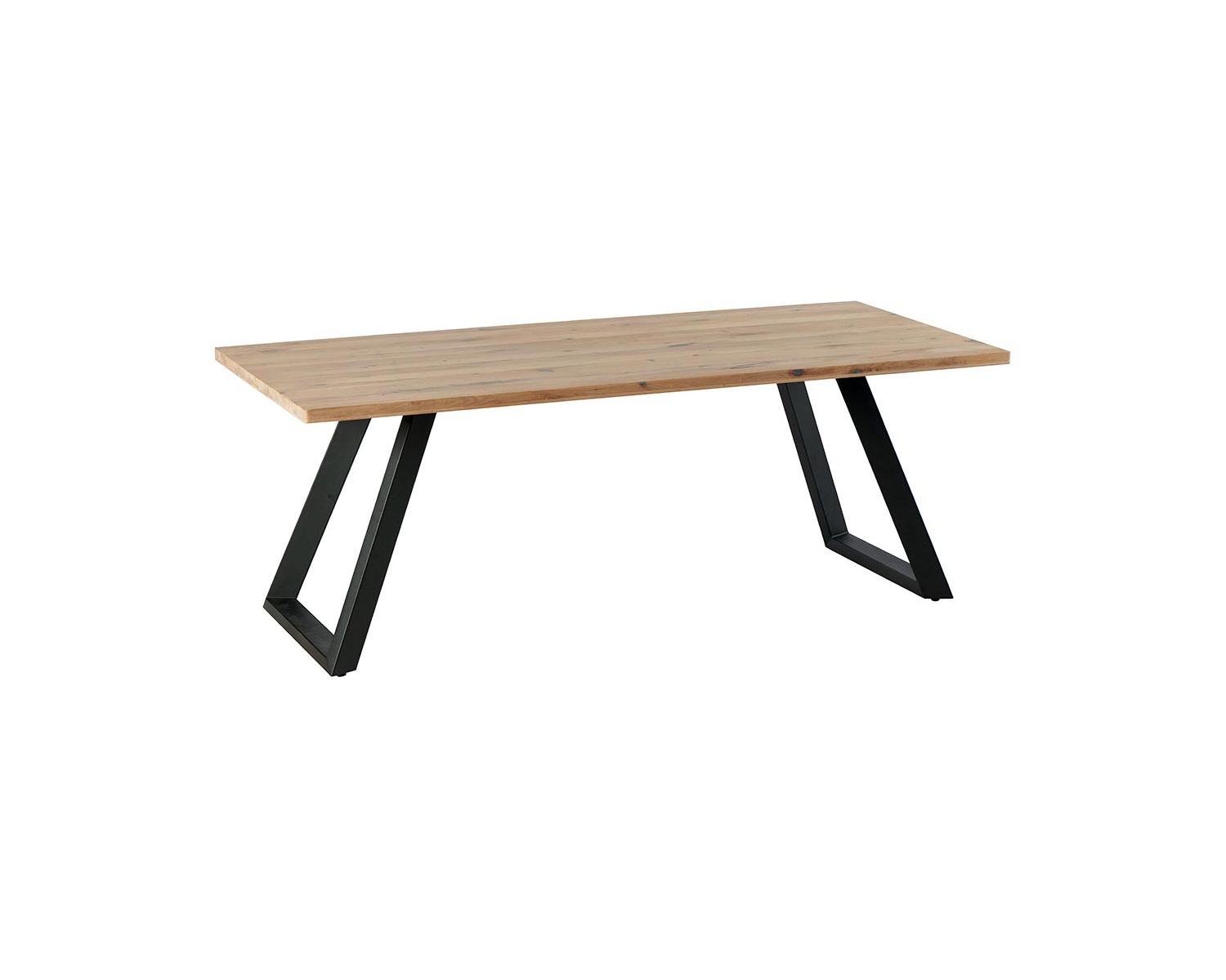 Tavolo da pranzo rettangolare da 2 m in rovere massiccio e ontano "Kent", finitura sbiancata