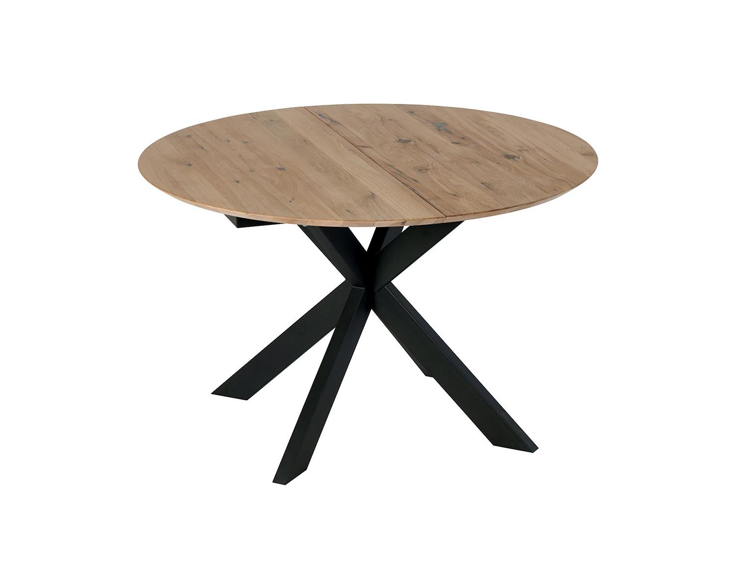 Tavolo da pranzo rotondo allungabile "Lana" da 120 cm in rovere massiccio sbiancato