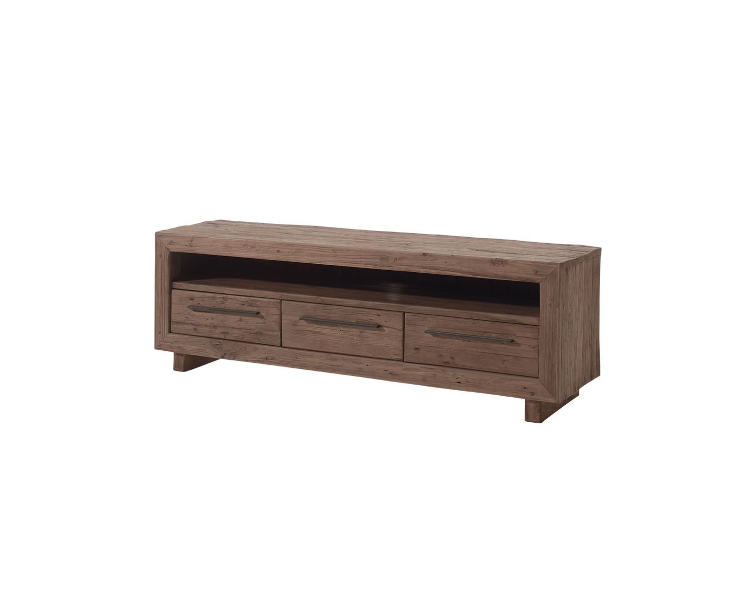 Grande porta TV a 3 cassetti in teak massiccio di recupero "Oregon" Casita