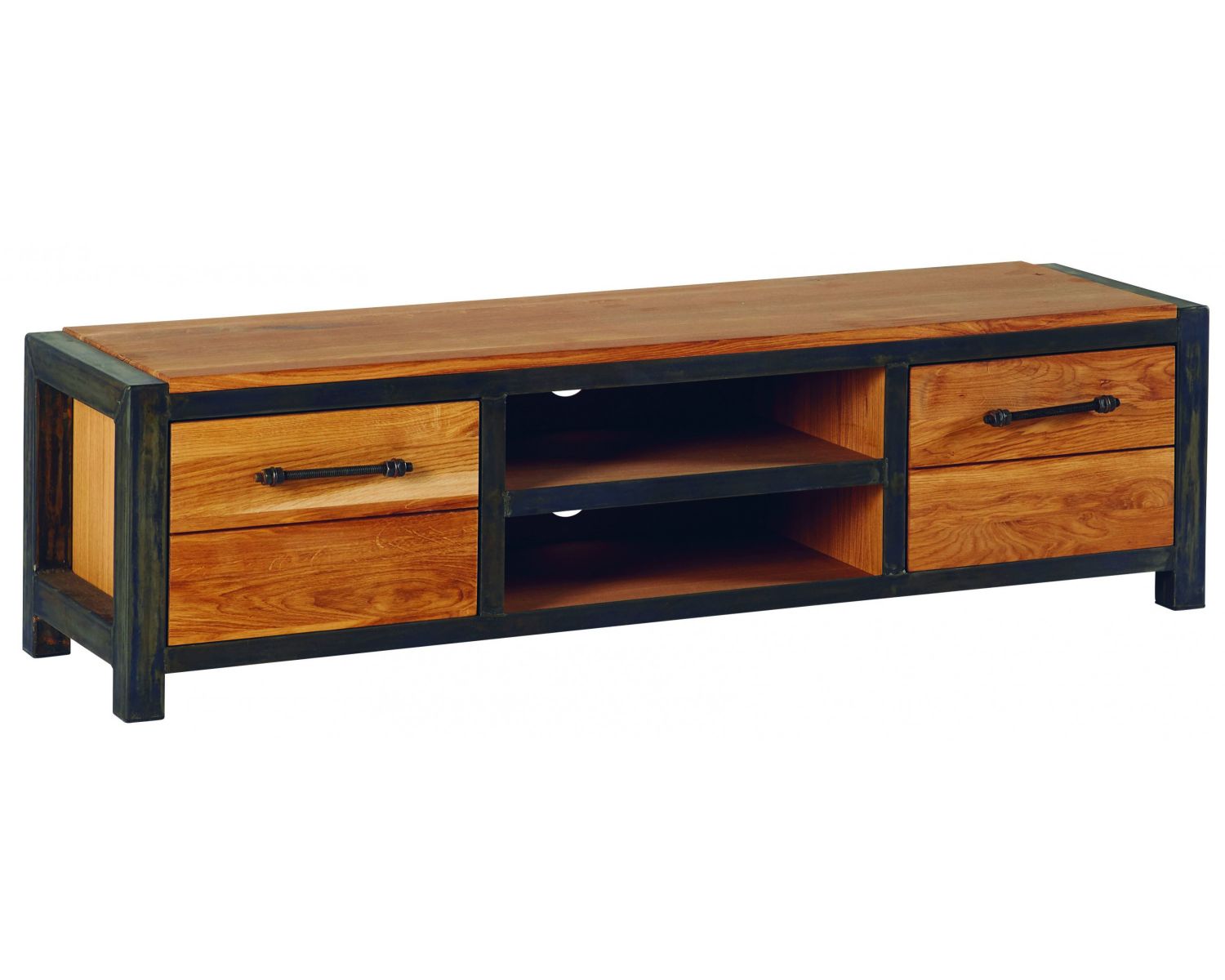 Porta TV "Manufacture" in rovere e metallo