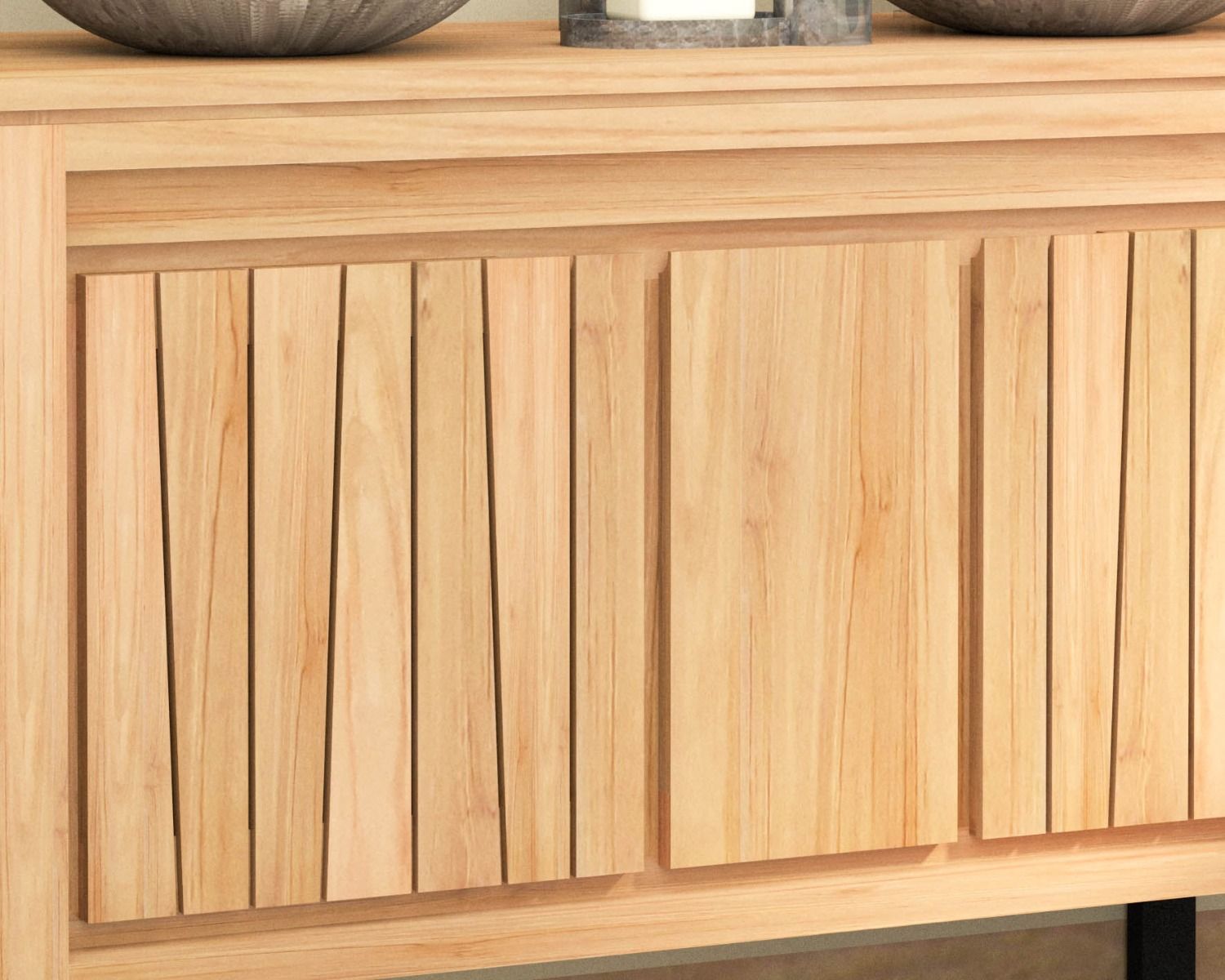 Mobiletto in teak "Doko" con gambe in metallo 120 cm