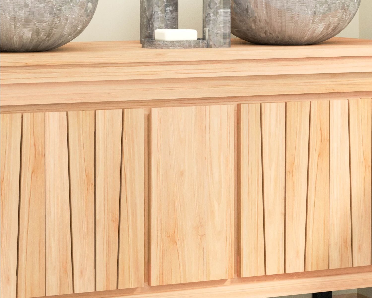 Mobiletto in teak "Doko" con gambe in metallo 140 cm