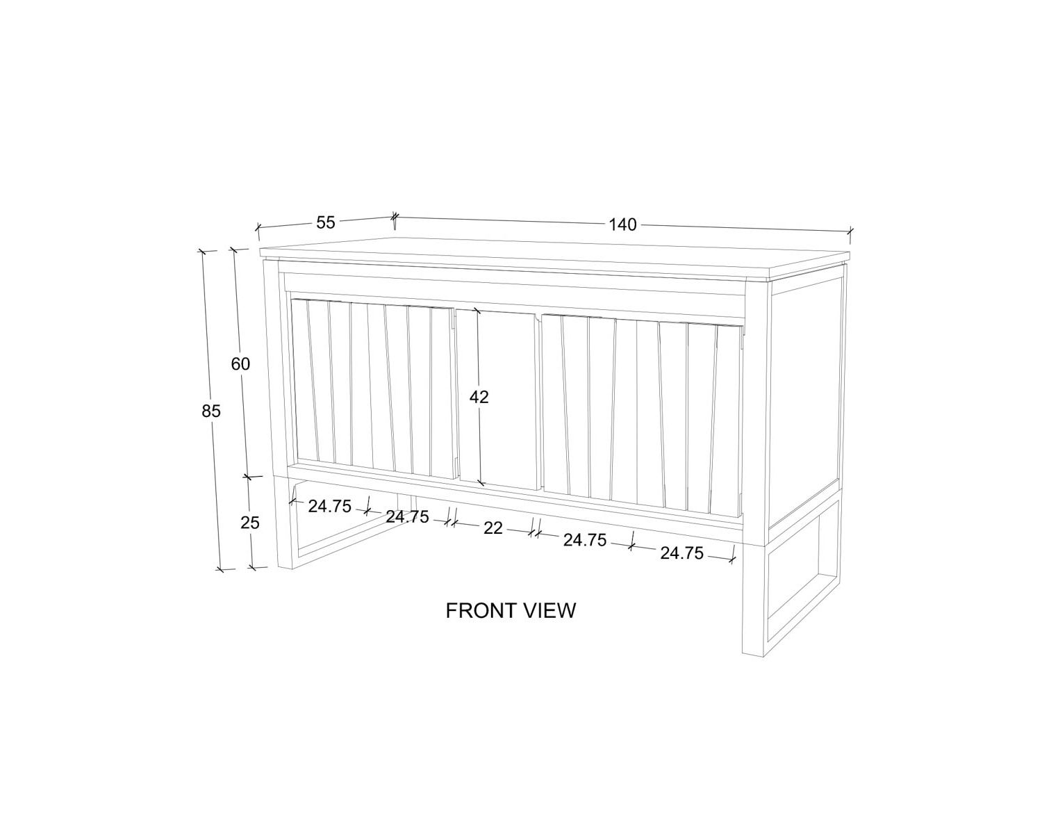 Mobiletto in teak "Doko" con gambe in metallo 140 cm