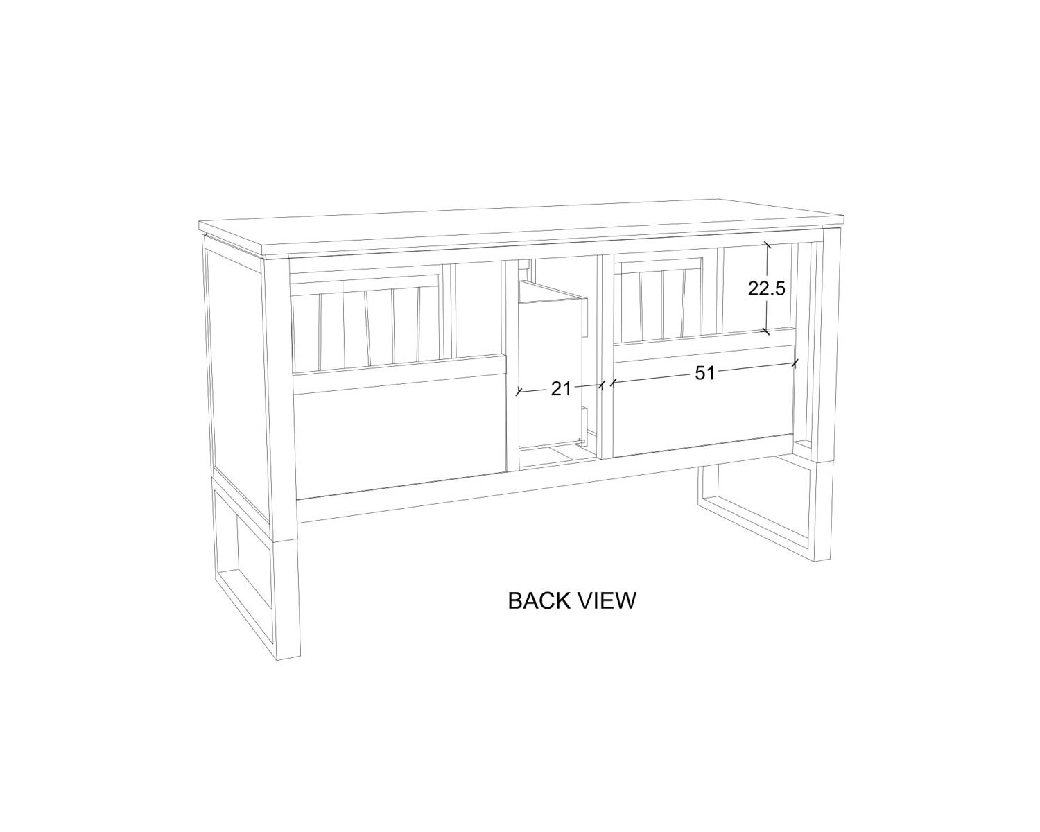 Mobiletto in teak "Doko" con gambe in metallo 140 cm