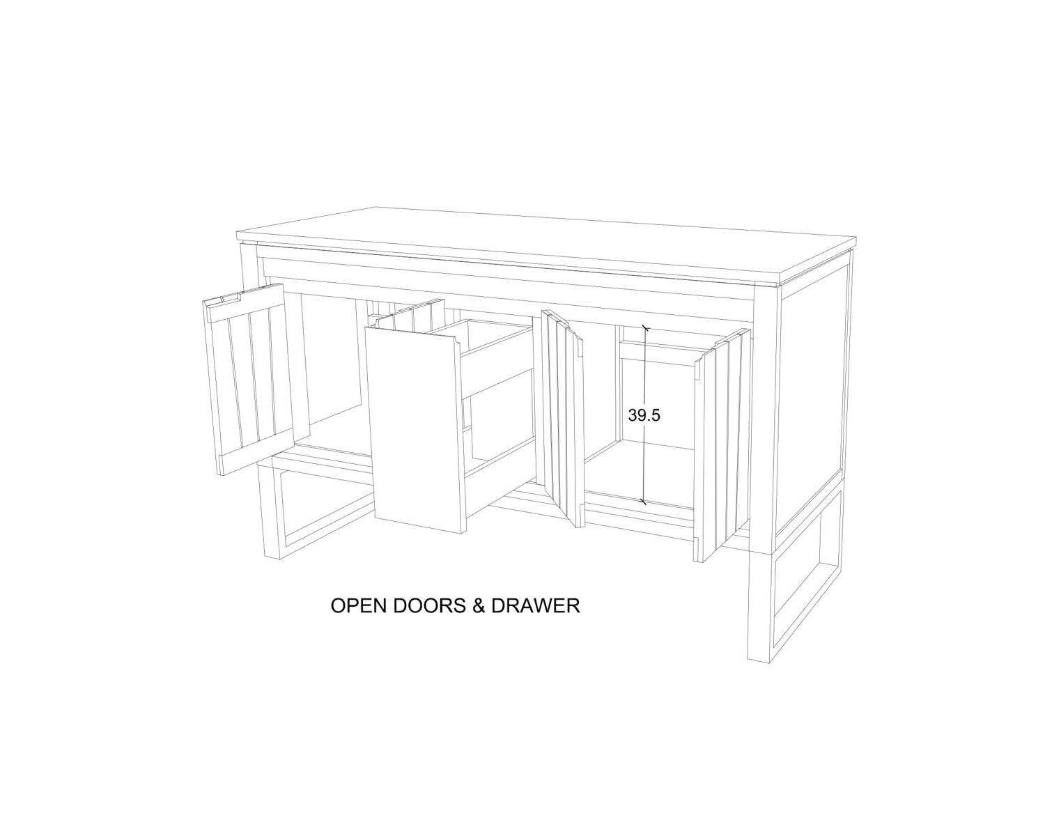Mobiletto in teak "Doko" con gambe in metallo 140 cm