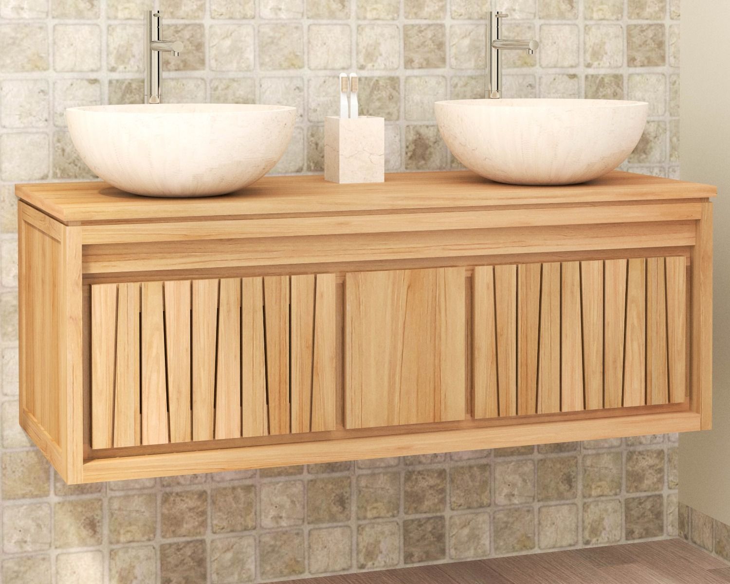 Mobiletto sospeso in teak "Doko" 120 cm