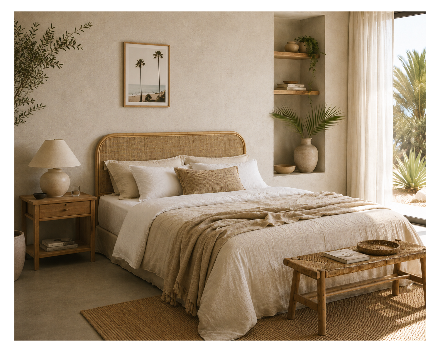 Testata "Solira" 140 cm in rattan, stile naturale e raffinato