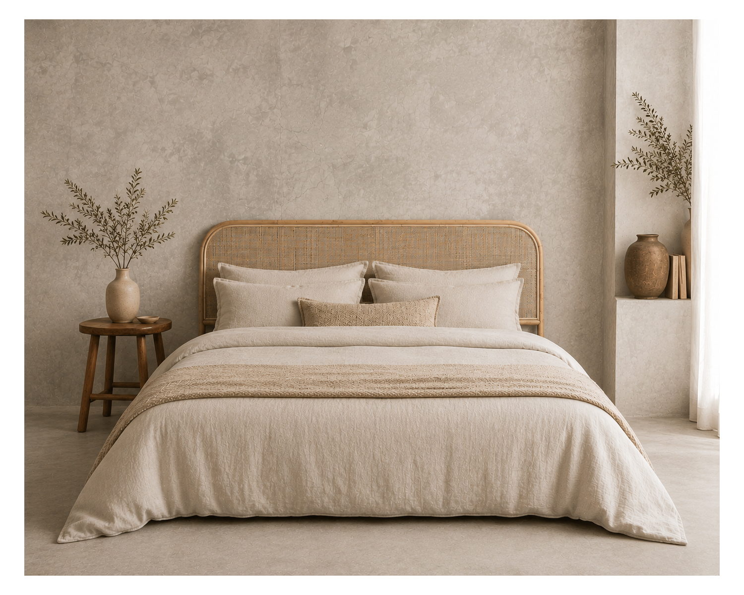 Testata "Solira" 140 cm in rattan, stile naturale e raffinato