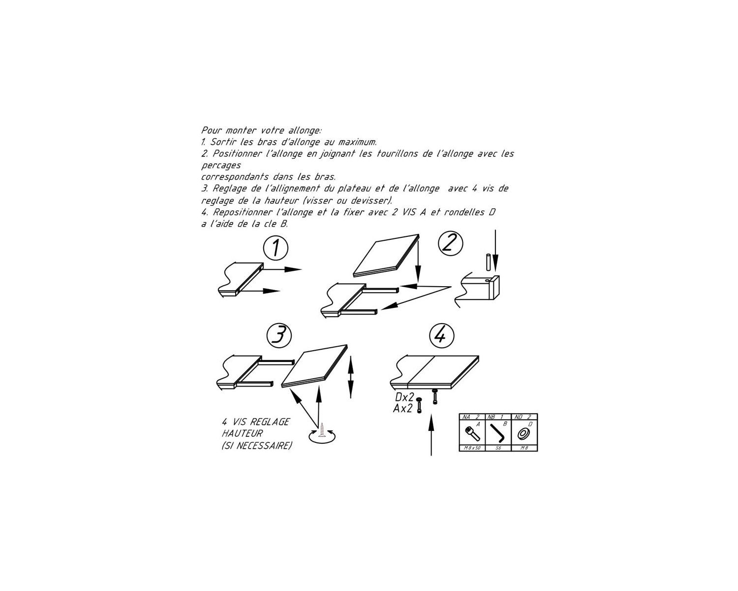 Tavolo allungabile "Davos" in rovere massiccio naturale, finitura oliata 50 cm