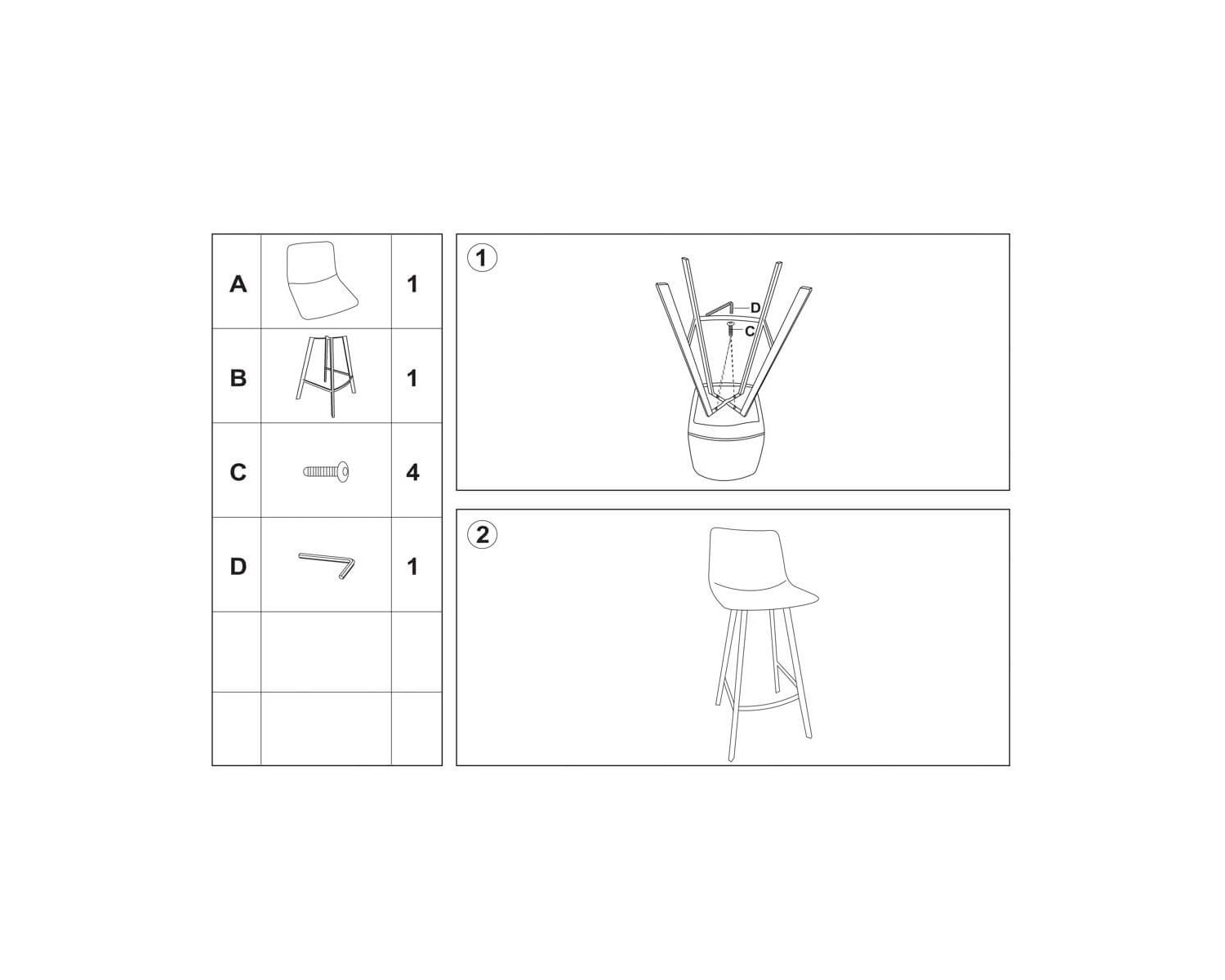 Set di 2 sedie da bar in stile industriale "For" in tessuto marrone e metallo nero