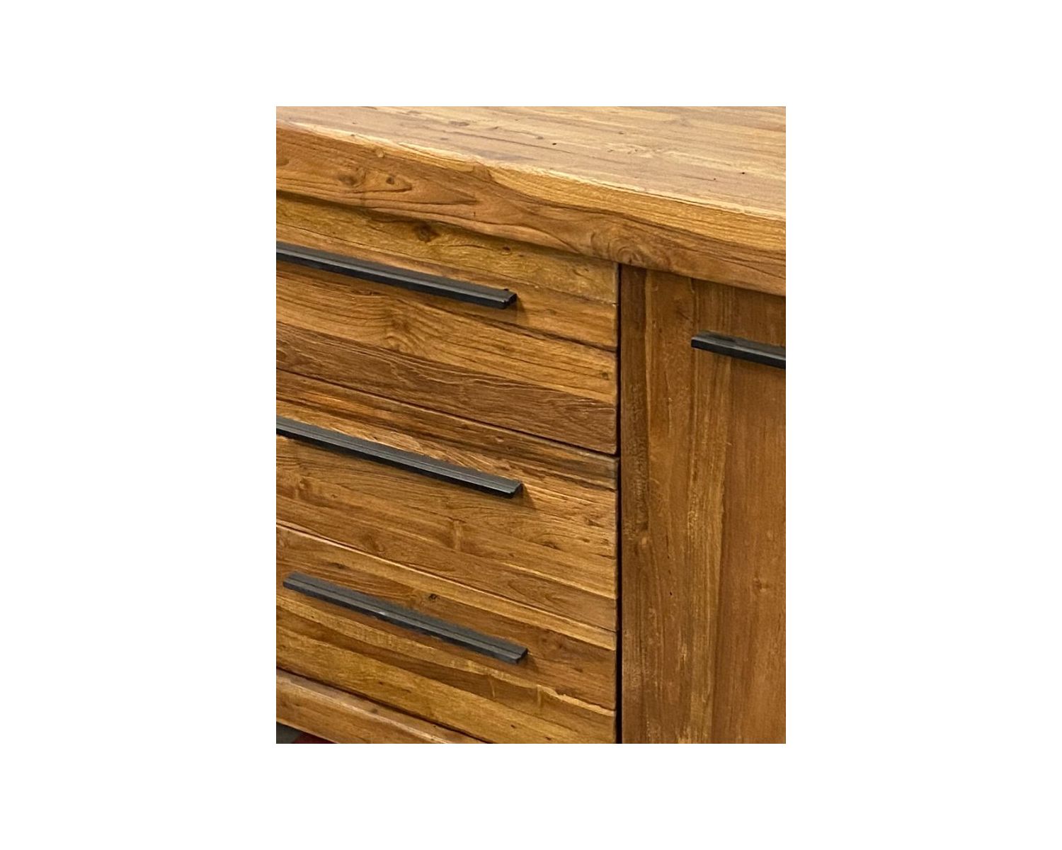 Tavolo da pranzo in teak massiccio di recupero "Oregon" con gambe in metallo 180 cm