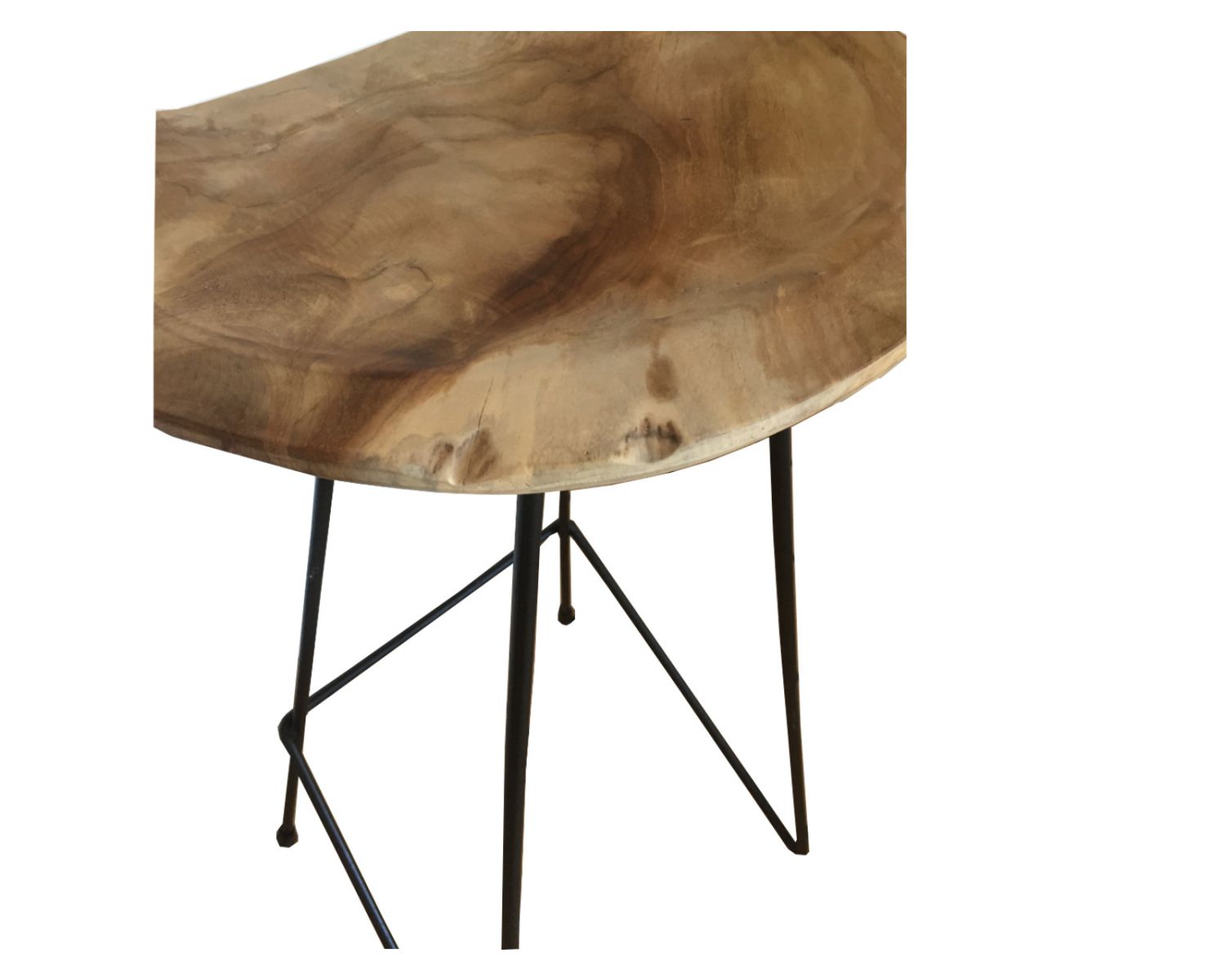 Sgabello da bar in metallo massiccio teak
