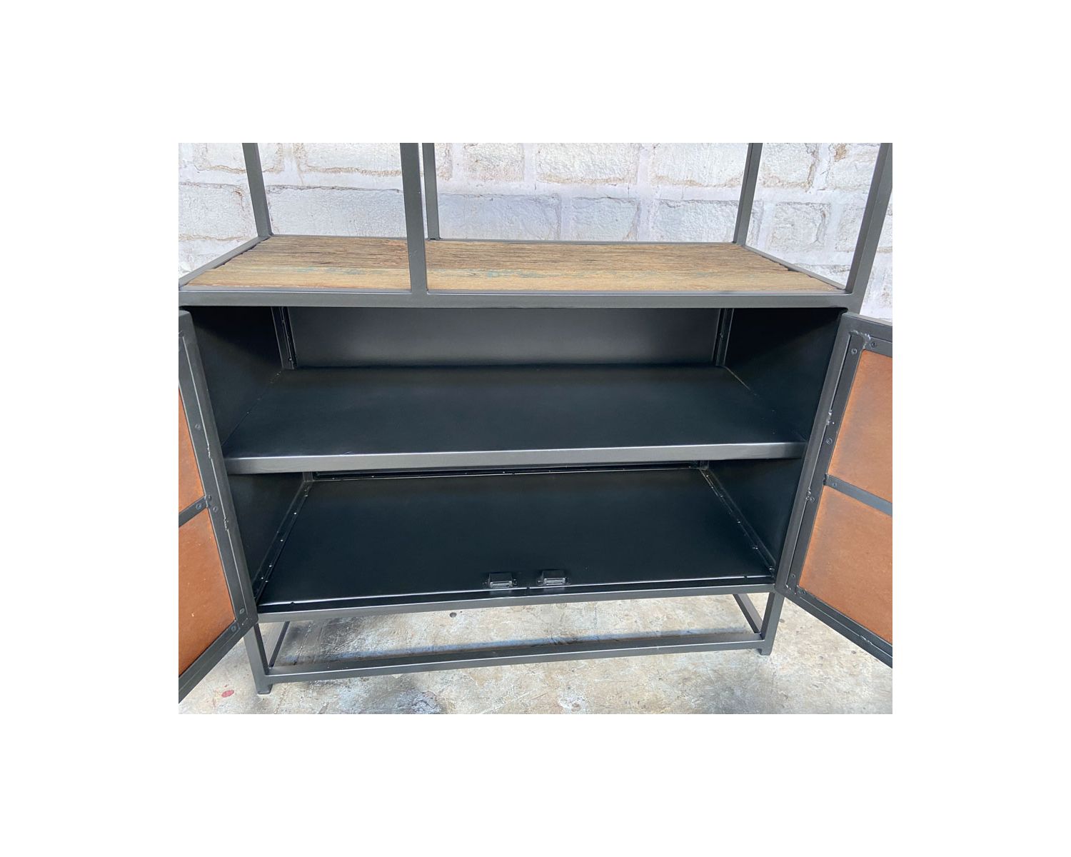 Libreria industriale 180x90 cm in metallo grigio e mango "Kaloupilé