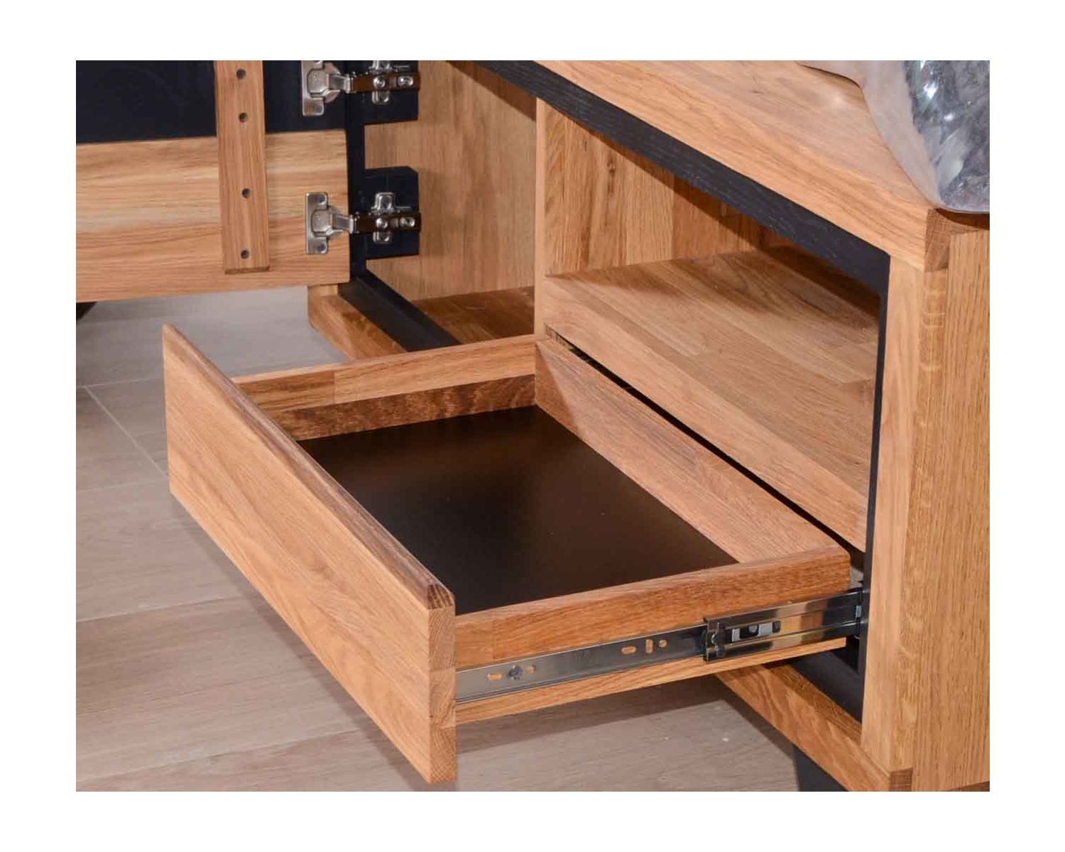 Mobile TV in rovere massiccio "Toly" 1 anta 1 cassetto 1 nicchia