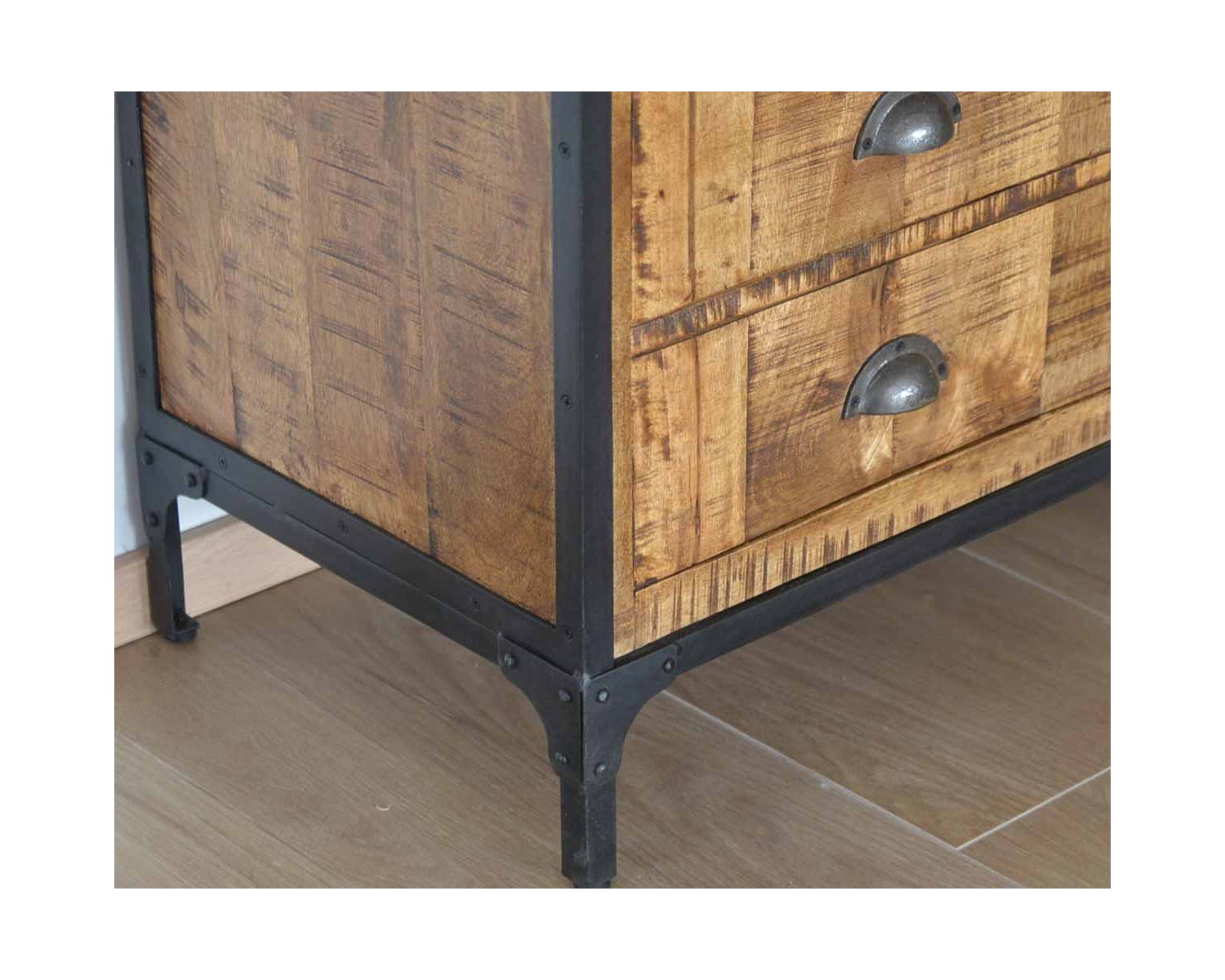 Cassettiera antica "Emil" in legno e metallo