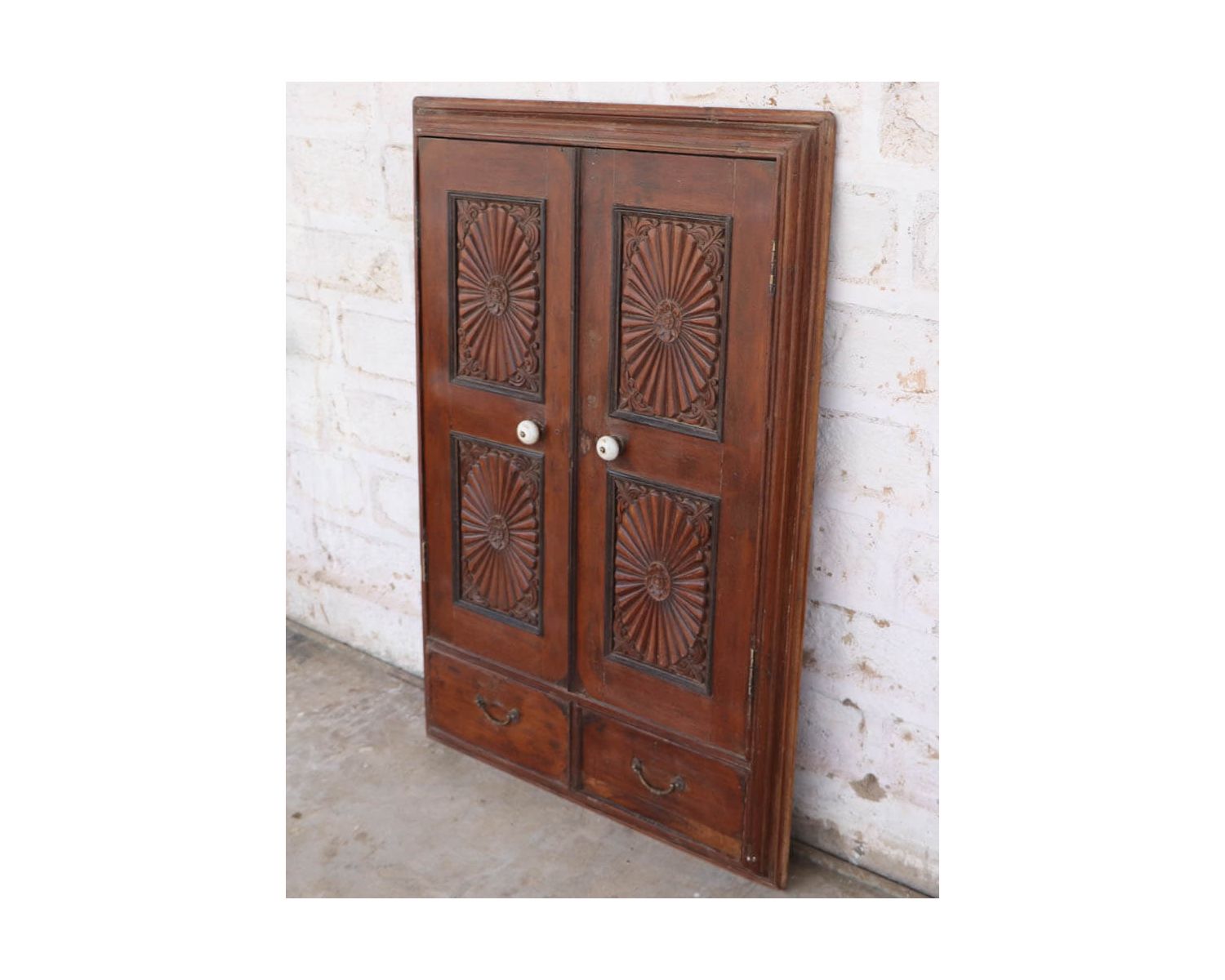 Porta indiana a 2 ante in legno invecchiato con elegante motivo "Vieille Porte"