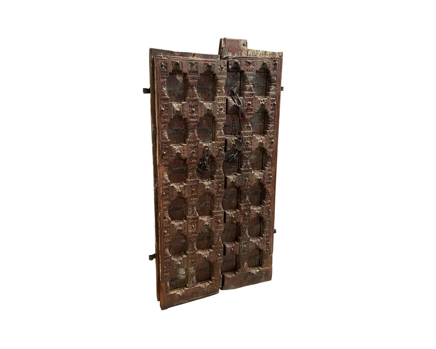 Porta tradizionale indiana in legno massiccio e metallo "Vieille porte" (Vecchia porta)