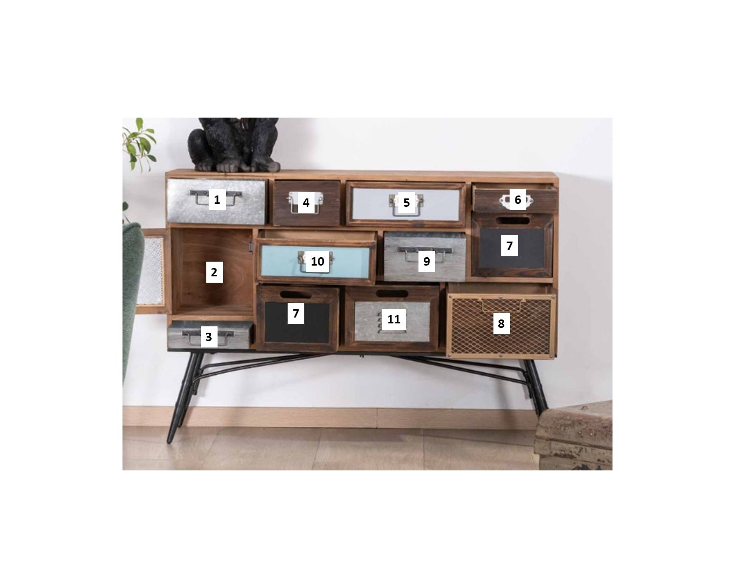 Cassettiera a 11 cassetti "Mélimélo Indus" con frontali in multimateriale