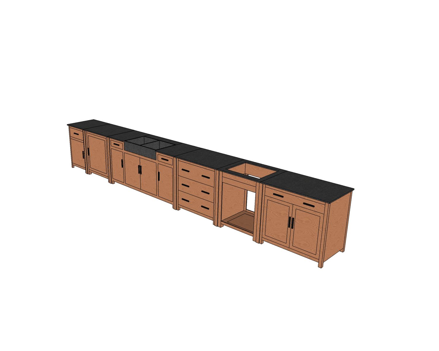 Cucina in legno massiccio a 1 anta "Grand Chef