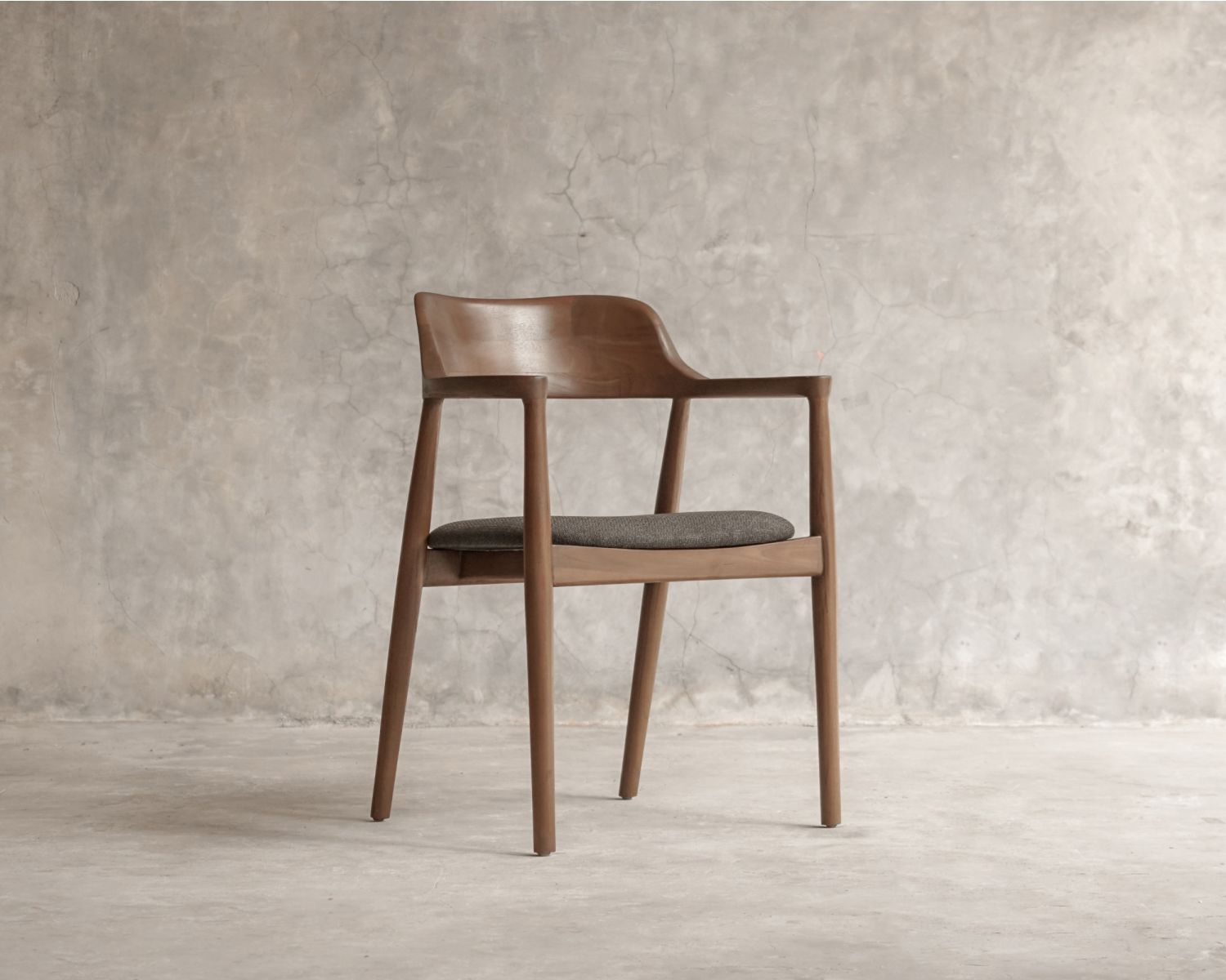 Sedia da pranzo dal design essenziale con braccioli e seduta in tessuto antracite "Vogue"