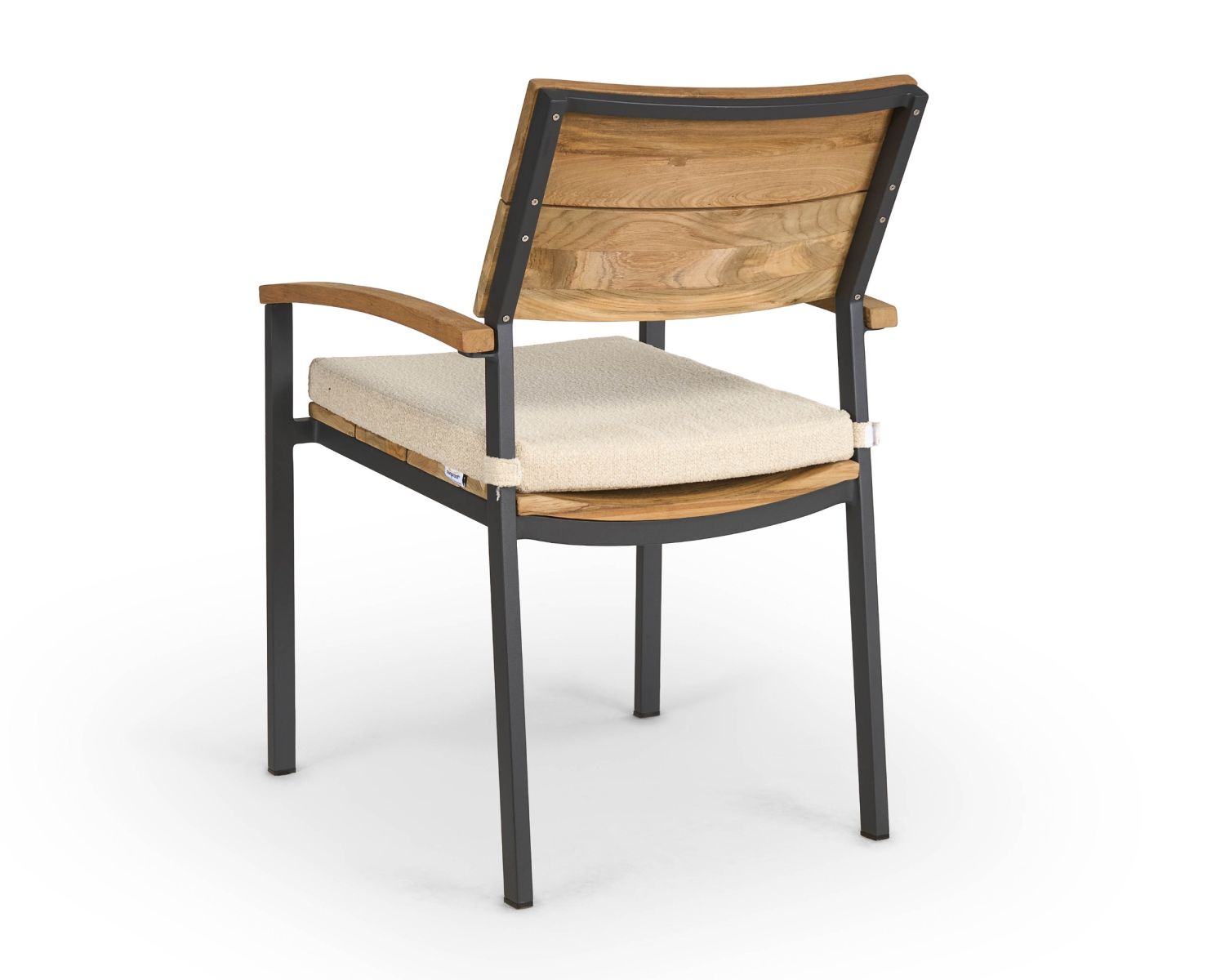 Sedia da giardino di alta gamma in teak e alluminio "Chair'ming" con cuscino in tessuto bouclé écru