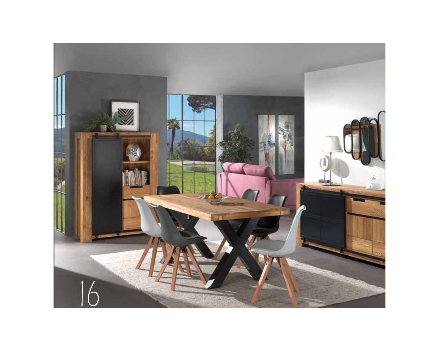 Credenza industriale "Cooper" con anta scorrevole, 148