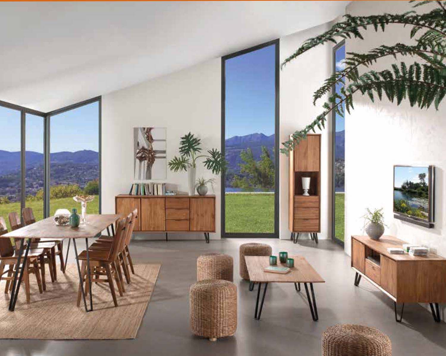 Porta TV in teak massiccio "Moluca" 155 cm