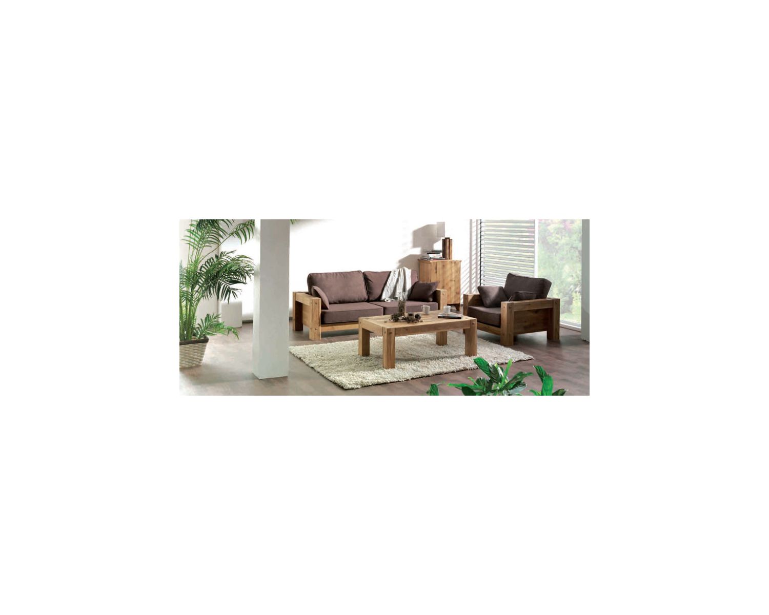 Tavolino doppio in rovere massiccio oliato "Lodge Casita" 120 cm