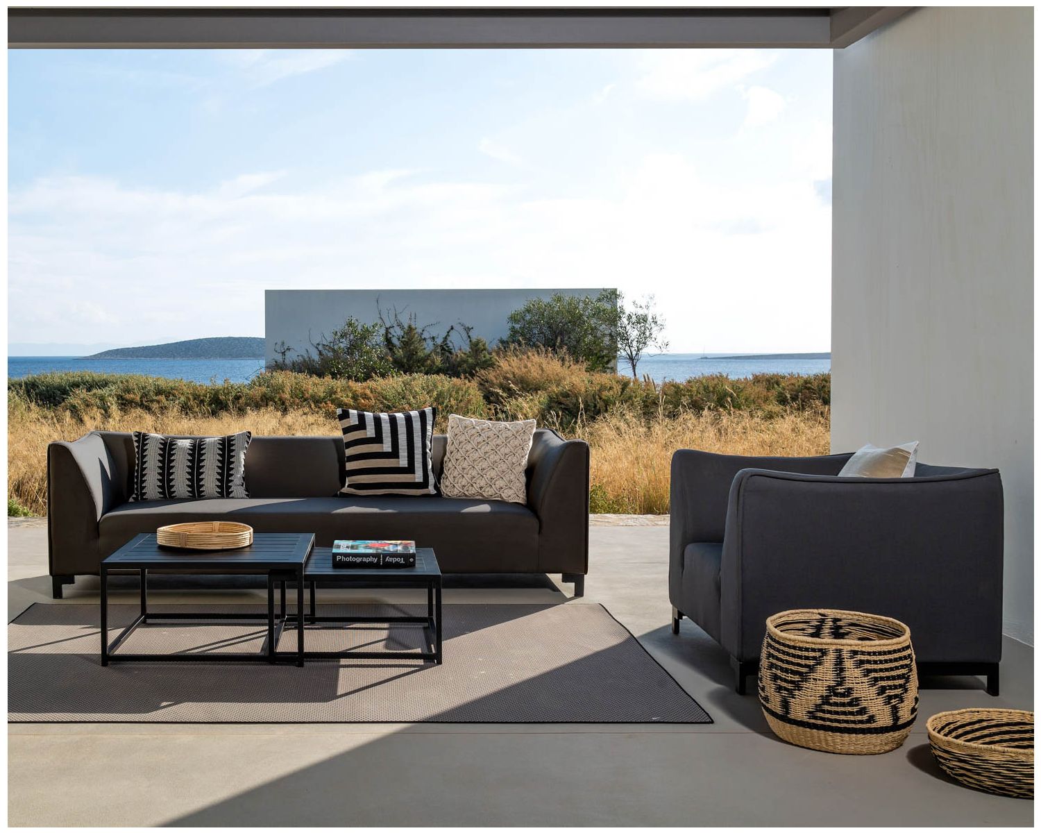 Set da giardino in alluminio e tessuto Sunbrella "Andaman Island" grigio scuro