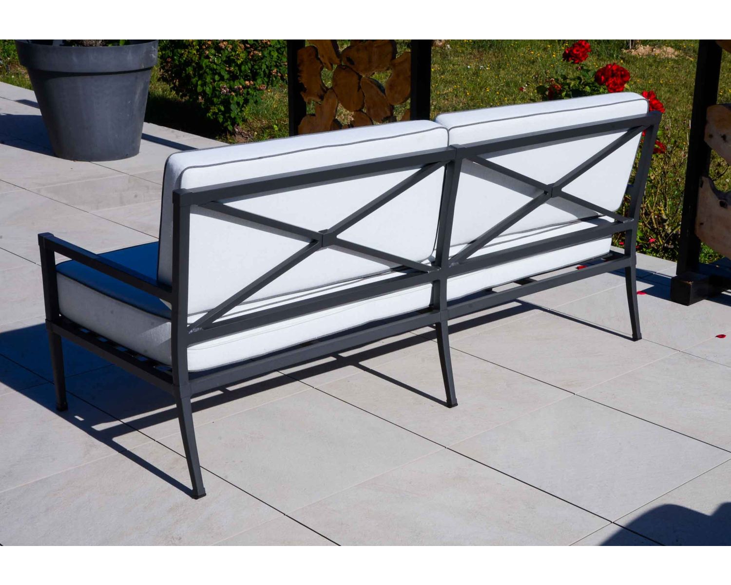 Set di 3 pezzi da giardino in alluminio e tessuto "Chambord" grigio classico