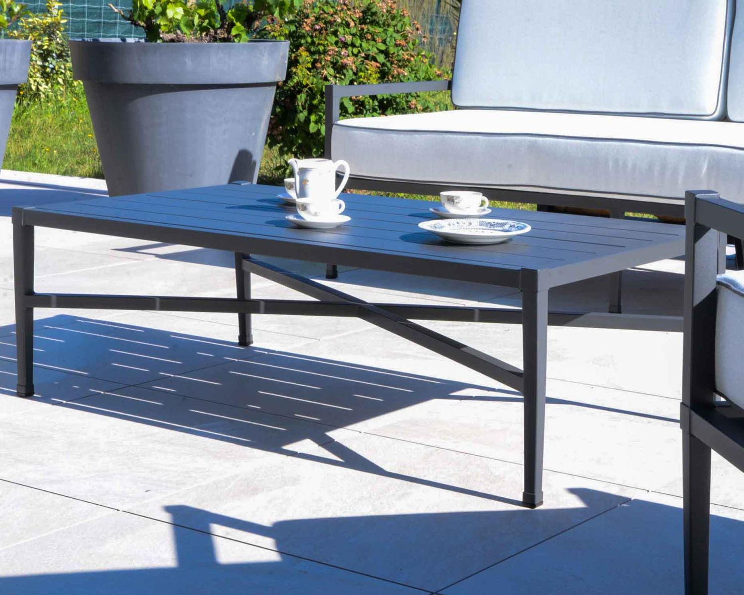 Tavolino rettangolare in alluminio "Chambord" in stile classico chic