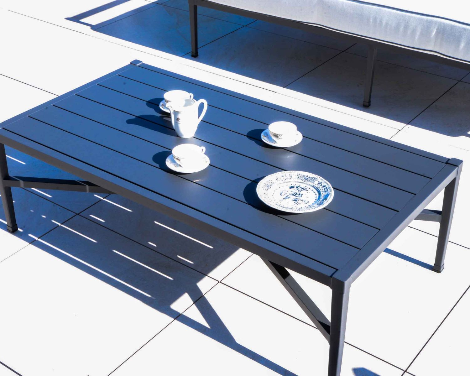 Tavolino rettangolare in alluminio "Chambord" in stile classico chic