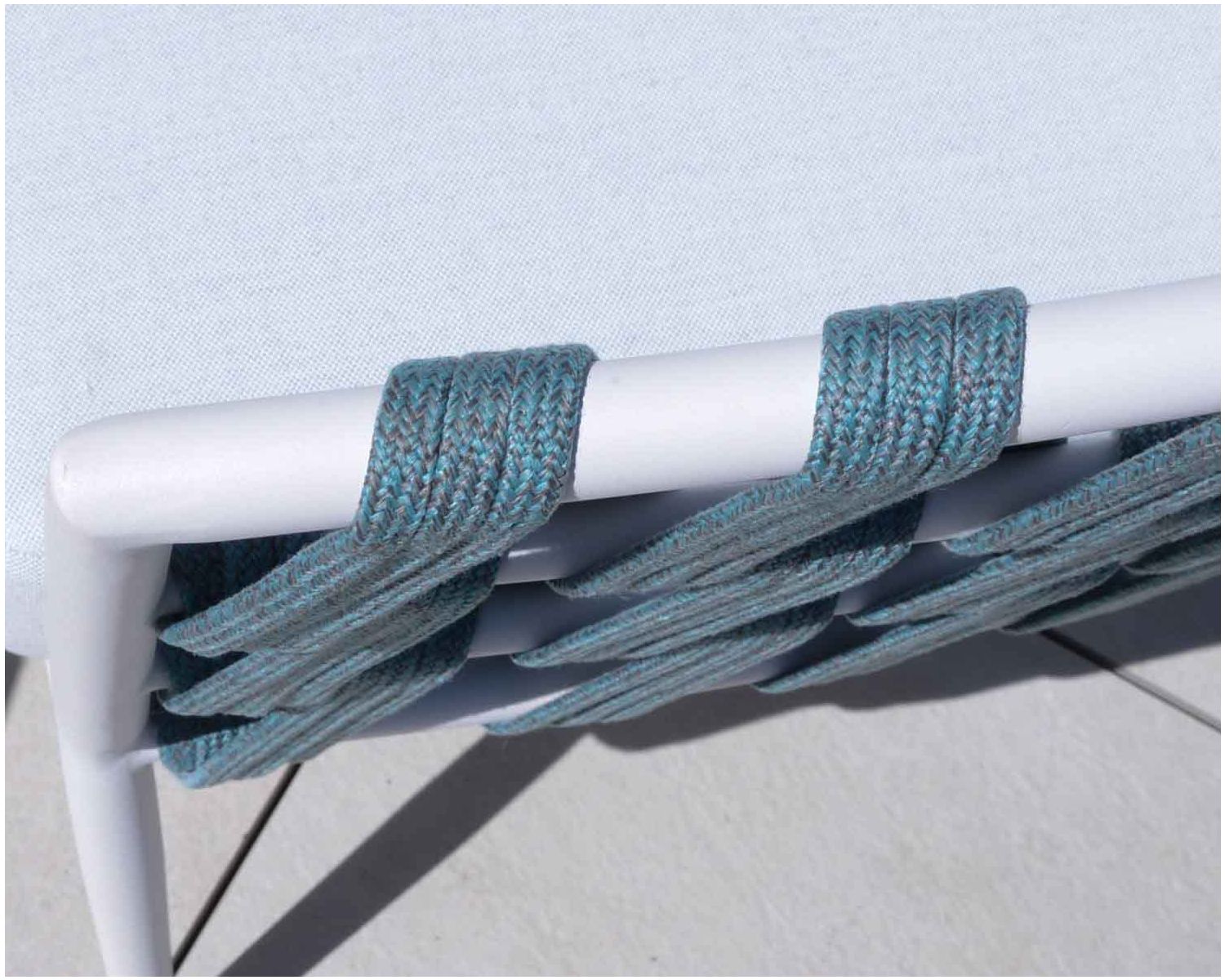 Set di 2 sedie da giardino design "Saumur" in alluminio, tessuto e corda blu