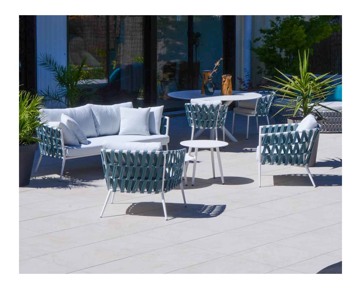 Set di 2 tavolini rotondi "Saumur" in alluminio bianco