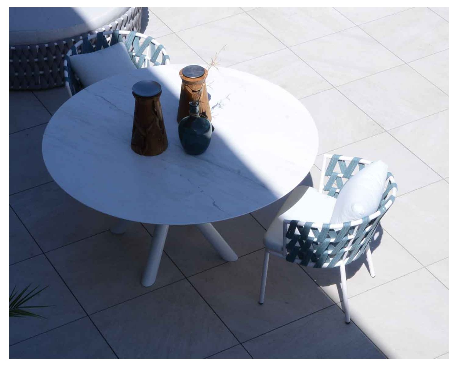 Set di 2 sedie da giardino design "Saumur" in alluminio, tessuto e corda blu