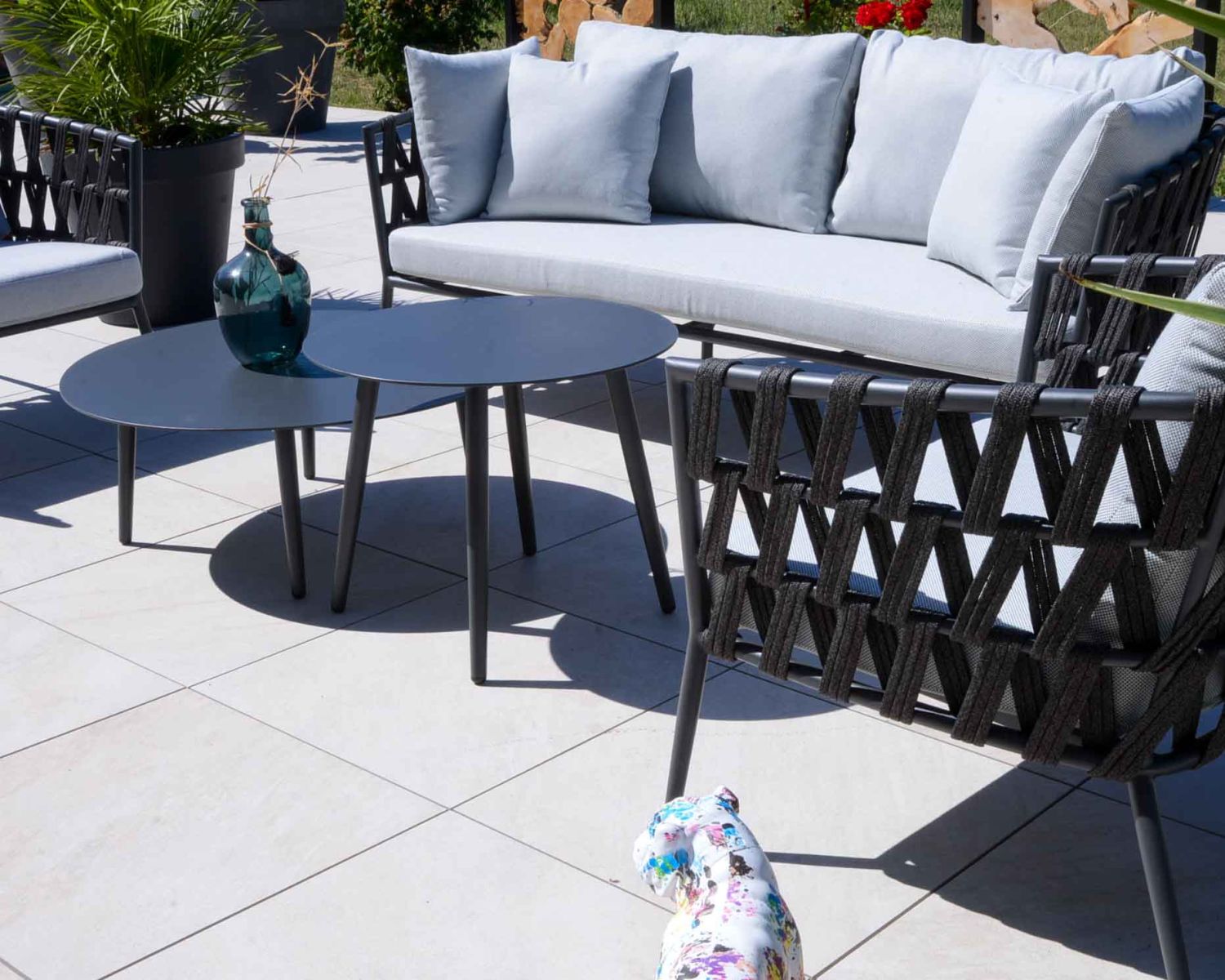 Tavolini rotondi "Saumur" diam. 85 e 60 alluminio antracite