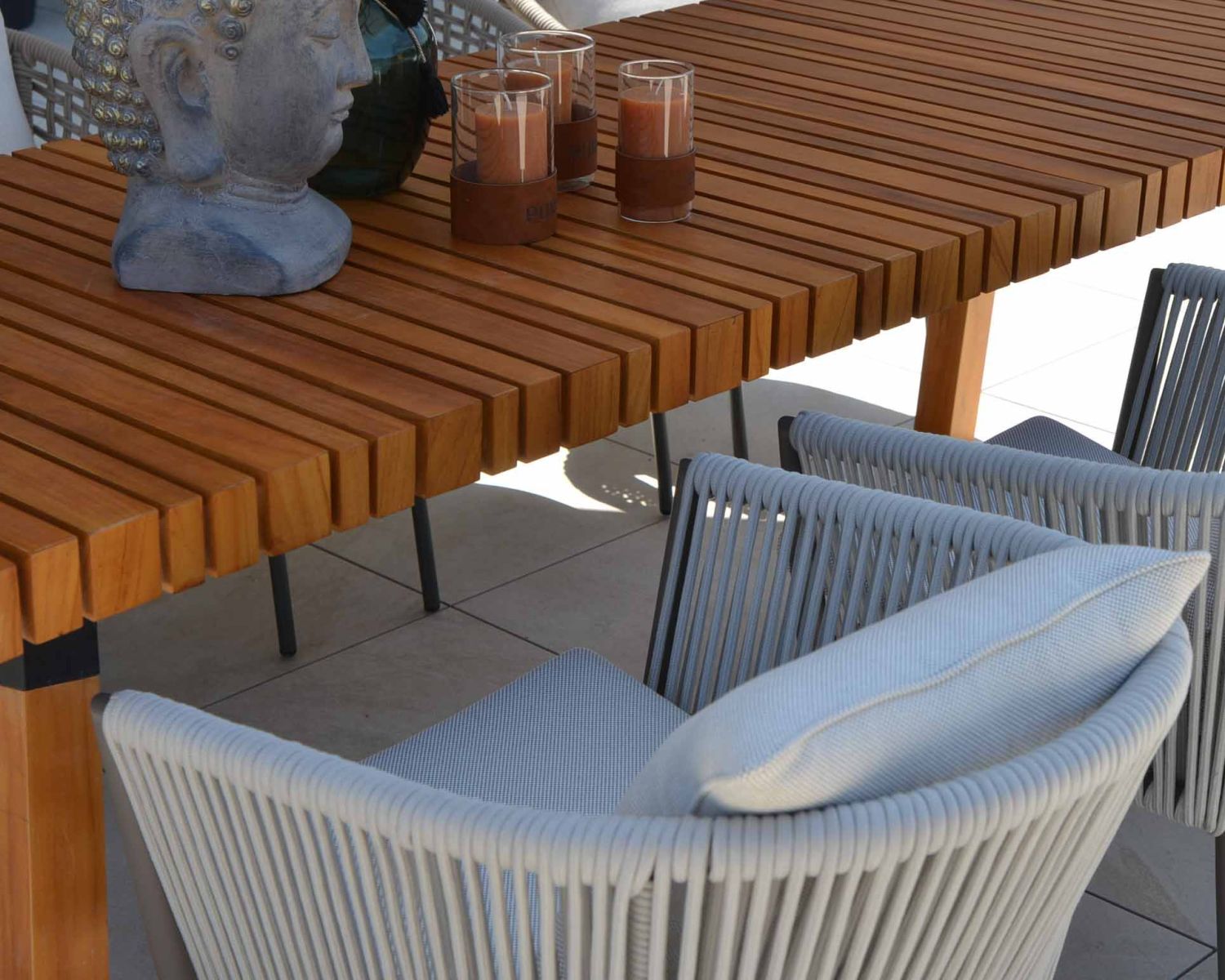 Set di 2 sedie da giardino di design "Cheverny" in tessuto champagne e alluminio