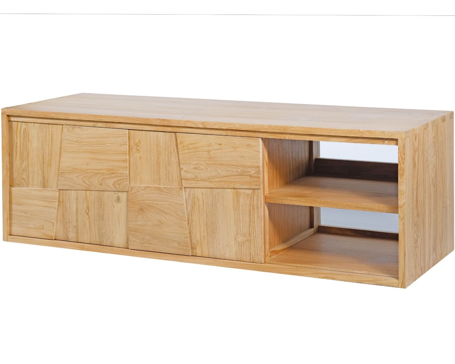 Mobiletto sospeso in teak "Tao" con ante scorrevoli 140 cm