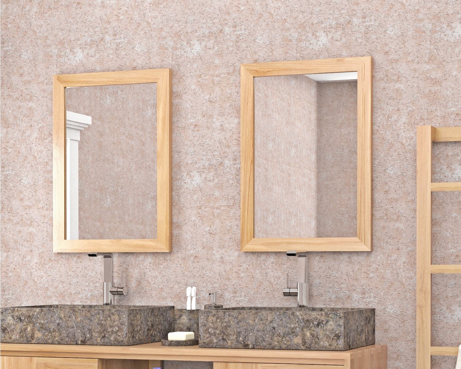 Specchio rettangolare con cornice in teak 50x70 cm