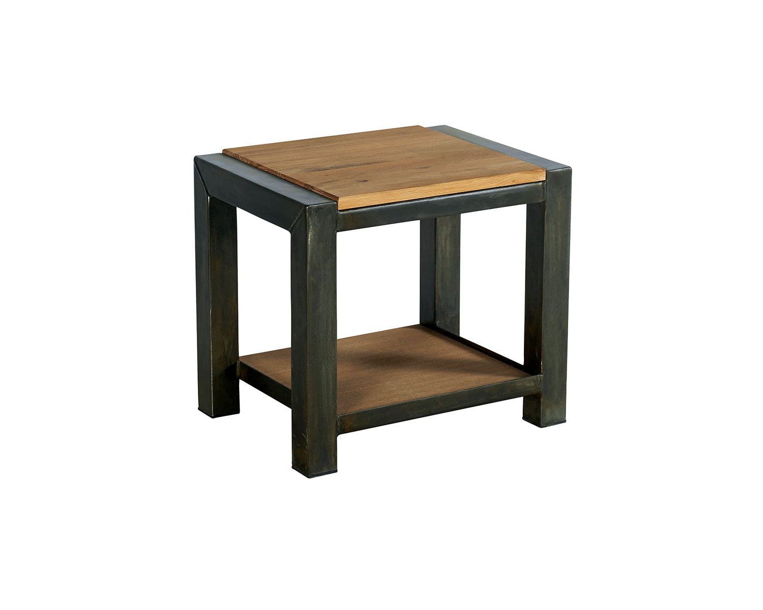 Comodino o terminale di divano "Manufacture" in rovere e metallo